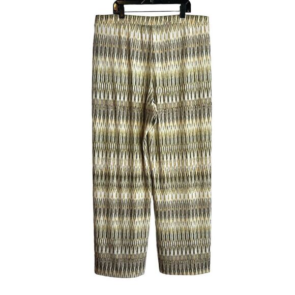 Chicos Travelers Pants Size 2 Large Slinky Knit L Elastic Waist Yellow Bohemian - Picture 2 of 6